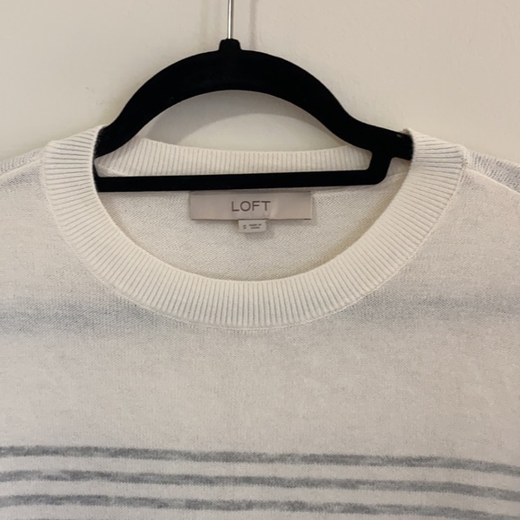 LOFT Gray & White Stripped Sweater - Picture 5 of 9